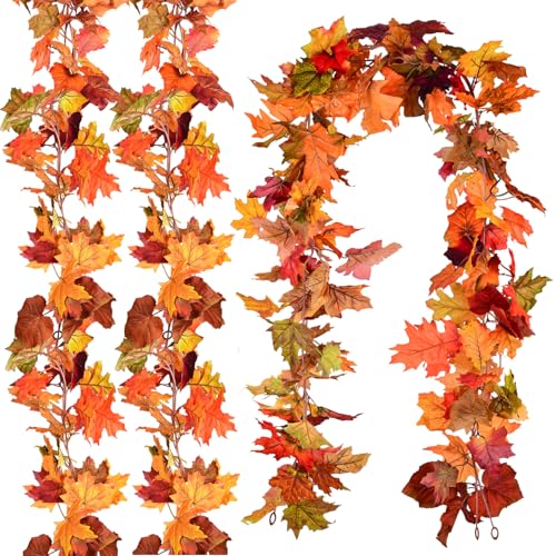 DearHouse Herbstgirlande, Ahornblatt, hängende Rebe, künstliche Herbstgirlande, Erntedankfest, Dekoration für Zuhause, Hochzeit, Kamin, Party, Weihnachten, 6 Stück (mehrfarbig) von DearHouse