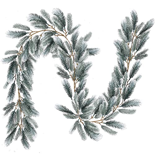 DearHouse Künstliche Weihnachts-Kieferngirlande, Winter-Grün-Girlande für die Feiertage, Kaminsims, Tischläufer, Tafelaufsatz, Dekoration (weiß) von DearHouse