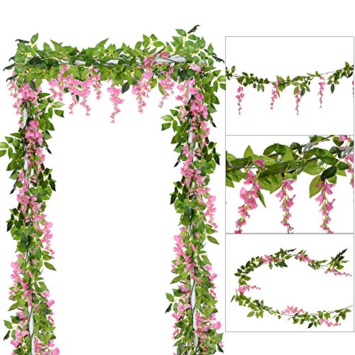 Künstliche Blumen aus Seide, von Garland-Dearhouse, künstlicher Blauregen aus Reben-Rattan-Seide, hängende Blumen als Gartendekoration, Hochzeitsbogen, Blumendekoration, 4 Stück Rose Künstliche Blumen aus Seide, von Garland-Dearhouse, künstlicher Blauregen aus Reben-Rattan-Seide, hängende Blumen als Gartendekoration, Hochzeitsbogen, Blumendekoration, 4 Stück Rose von DearHouse