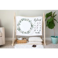 Efeublatt Blumen Kreis Meilenstein Minky Decke | Wachstums-Tracker Monatsdecke Personalisierte Florale Blume Stilvoll von DearestFoxCreations