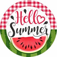 Hello Summer Wassermelonenkranzschild, Wassermelonenschild, Sommerfruchtschild, Wassermelonenkranzaufsatz von DearneDesignsUK