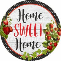 Home Sweet Erdbeerkranz Zeichen, Rotes Kranzzeichen, Pünktchen Zeichen von DearneDesignsUK