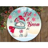 Let It Snow Kranz Zeichen, Weihnachten Schneemann Merry Xmas Kranz, Metallkranz Zeichen Uk von DearneDesignsUK