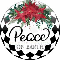 Peace On Earth Kranz Zeichen, Poinsettia Frohe Weihnachten Weihnachtskranz Zeichen Uk von DearneDesignsUK