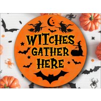 Witches Gather Here Halloween-Dekoration, Halloween-Kranz, Halloween-Dekoration von DearneDesignsUK