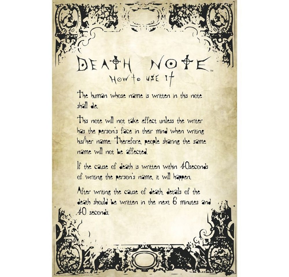 Death Note Poster Death Note Poster von Death Note