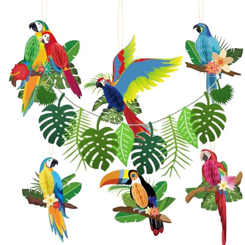 Hawaii Deko 6 Stück Papagei mit Blätter Girlande Gartenparty Deko Draußen Sommer Wiederverwendbare Papier Dekoration für Dschungel Safari Sommerparty Klassenzimmer Deko Geburtstagsdeko Poolparty Hawaii Deko 6 Stück Papagei mit Blätter Girlande Gartenparty Deko Draußen Sommer Wiederverwendbare Papier Dekoration für Dschungel Safari Sommerparty Klassenzimmer Deko Geburtstagsdeko Poolparty von Deauparkoty