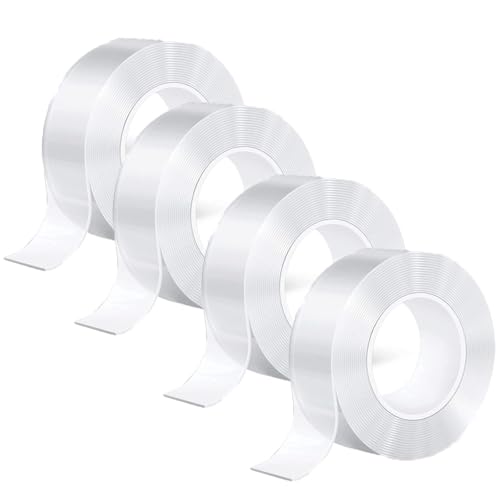 Deautie Nano Mounting Tape, Nano Tape Bubbles Set 20 Meter, Nano Klebeband, Nano Tape Set, Spurloses Nano Tape Für Foto, Teppich,Holzprodukte,Büro, Küche (4 Rollen * 5 Meter) von Deautie