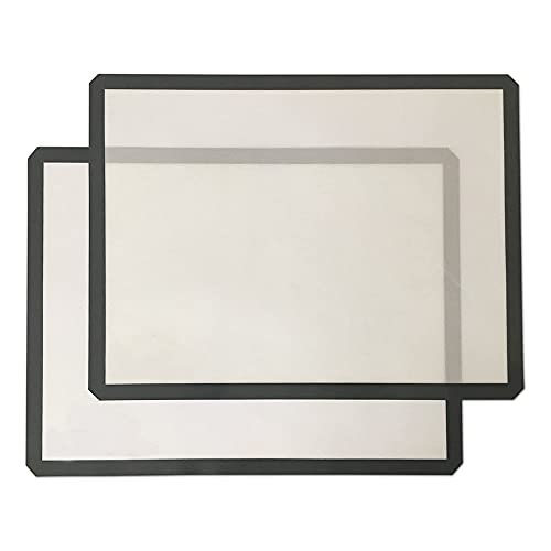 2Pcs Silikon-Backmatten, Backmatte aus Silikon, Backfolie Silikonmatte, Antihaft-Backmatten, Haltbare Dauerbackfolie Grau, Backunterlage, für Gebäck, Kekse, Pizza, Brot, Makronen (41x28cm) von Deautie