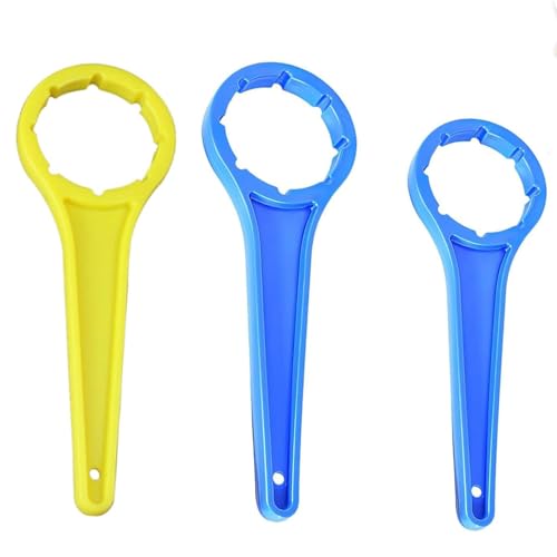 Deautie 3 Stück Öffner für Kanister Schraubdeckel, Kanister Öffner, Kanisterschlüssel, Handschlüssel, für 5-10 Liter und 20-30 Liter Stapeleimer (Gelb,Blau) von Deautie
