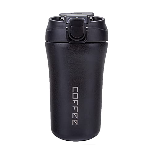 Thermobecher Mit Strohhalm, 400ml Becher Mit Deckel Und Strohhalm, Kaffeebecher To Go Thermo, Eiskaffee Becher, Thermobecher Kaffee To Go, Coffee Mug Für Kaffee Tee Glühwein, Heiß Und Kalt Schwarz von Deautie