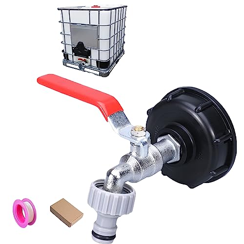 IBC Auslaufhahn, 1000 Liter Wassertank Zubehör, Made of Alloy Ball Valve With 1/2 Inch Connection IBC Adapter Für Water Tank Faucet, Für IBC Tank Zubehör, IBC Container, Rainwater Tanks von Deautie