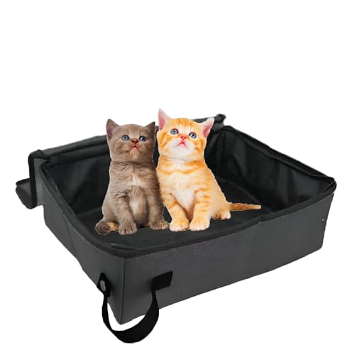 Reisetoilette Katzen, 40 X 30cm Tragbare Faltbare Katzentoilette, Katzeneckklo Mit Deckel, Foldable Cat Tray, Katzenklo Für Reisen, Outdoor, Park, Zuhause (Schwarz) von Deautie