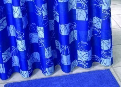 Duschvorhang Textil Blau weiss Mariott von Deb El