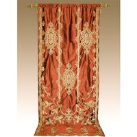 Tudor Applikation Gardine, Damast Glanz, Fenstervorhang, Verdunkelung Thermostange Tasche, Innen Home, Schlafzimmer, Tür Single - Antik Terra/Gold von Debage