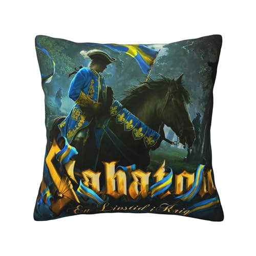 Sa*b-a?ton Band Wurfkissenbezug Klassischer Rock Grafik Wurfkissenbezug Quadratischer gemütlicher Kissenbezug Wohndeko für Wohnzimmer Sofa Auto Kissenbezug 16"x16" von Debardelebn