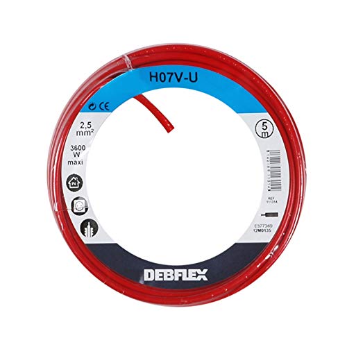 Kabelspule - Kabelspule - Elektrokabel - Kabelkrone - Spule Starres Kabel 5 Meter HO7V-U 2,5 mm² - Rot - 111314 Debflex von DEBFLEX