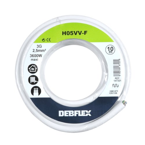 Debflex 147321 Spule, Kunststoffmantelleitung HO5VV-F 3G2,5, 10 m, weiß von DEBFLEX