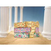 Hundehalsband Mit Namen, Mädchen Personalisiert, Blumen Muster Hundehalsband, Frau, Klein Medium Groß von DeboShop1