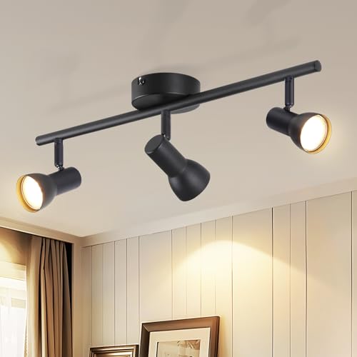 Deboola Deckenstrahler 3 Flammig Deckenleuchte Flur - Deckenlampe Schwarz Modern Strahler Innen GU10 Deckenspots Metall 350°Schwenkbar Spots für Küche, Wohnzimmer, Schlafzimmer(Ohne Glühbirnen) von Deboola