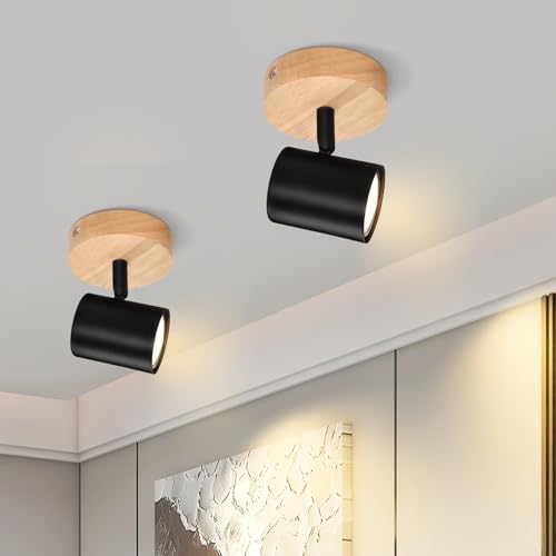 Deboola Deckenstrahler Schwarz Deckenlampe 1 Flammig - 2ER Deckenleuchte 1 Flammig Strahler Schwenkbar Wandstrahler Holz GU10 Spotleuchte Wand für Wohnzimmer Schlafzimmer Flur Küche(Ohne Leuchtmittel) Deboola Deckenstrahler Schwarz Deckenlampe 1 Flammig - 2ER Deckenleuchte 1 Flammig Strahler Schwenkbar Wandstrahler Holz GU10 Spotleuchte Wand für Wohnzimmer Schlafzimmer Flur Küche(Ohne Leuchtmittel) von Deboola