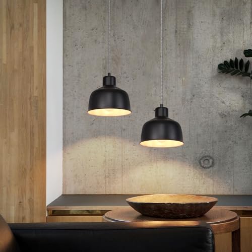Deboola Pendelleuchte Esstisch Hängelampe Vintage - 2ER Pendellampe Industrial Retro Esstischlampe 1 Flammig Esszimmer Metall Esszimmerlampe E27 Schwarz Lichtschirm Hängeleuchte für Wohnzimmer Küche von Deboola