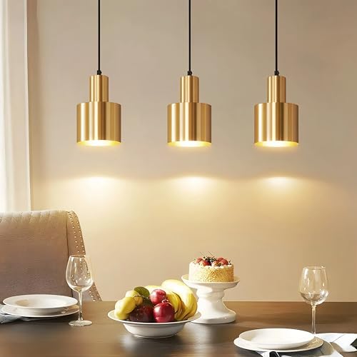Deboola Pendelleuchte Esstisch Hängelampe Gold - Esstischlampe Esszimmer Modern Design 3 Flammig Esszimmerlampe Metall E27 Hängeleuchte für Wohnzimmer Arbeitszimmer- Ohne Leuchtmittel von Deboola