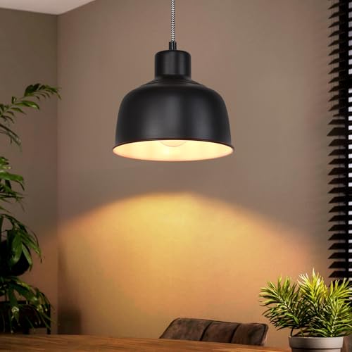 Deboola Pendelleuchte Esstisch Hängelampe Vintage - Pendellampe Esszimmer Industrial Esszimmerlampe 1 Flammig Schwarz Esstischlampe E27 Metall Hängeleuchte für Wohnzimmer - Ohne Leuchtmittel von Deboola