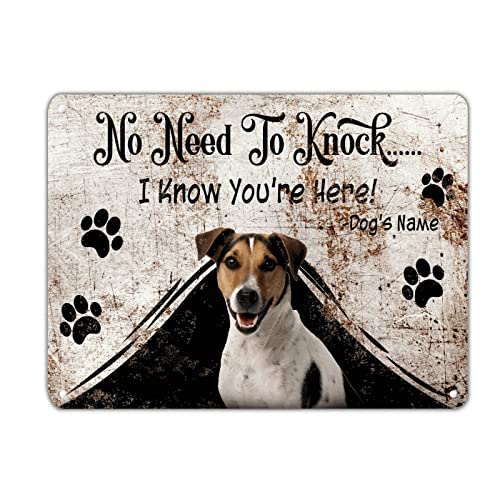 Jack Russell Terrier No Need to Knock Metall-Blechschilder Hund Mama Kunst Blechschild personalisiert Vintage Metall-Blechschild Bauernhaus-Plakette Metallschild Dekoration für Männer Höhle Garage von DecStic