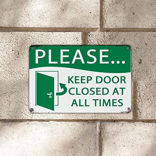 Warnschild "Please Keep Door Closed at All Times Road", Metall-Blechschild, 20,3 x 30,5 cm, wetterbeständig, UV-geschützt, Wandkunst, Schild für Bar, Pub, Club, Café, Restaurant, Küche von DecStic