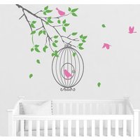 Wandtattoos Für Kinderzimmer Baby Zimmer Designs Ast Mit Vögel Käfig Wand Aufkleber Decals Home Decor Durch Decalisland - Baum Zweig Sd 096 von DecaIisland