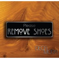 Bitte Entfernen Sie Ihre Schuhe Schild Silber Gebürstet Metall, Innen/Außen von DecaModa