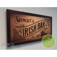 Custom Irish Bar Schild, Benutzerdefinierte Schilder, Gebürstetes Metallfinish, Holzrahmen, Bar, Decor, Schild von DecaModa