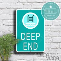 Deep End Schild, Schwimmbad Schilder, Pool Zeichen, Wetterfeste Dekor von DecaModa