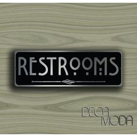 Gebürstetes Silber Toiletten Türschild Wetterfeste Aluminiumplakette von DecaModa