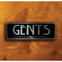 Herren Toilettenschild Türschild Aus Gebürstetem Silbernem Metall von DecaModa