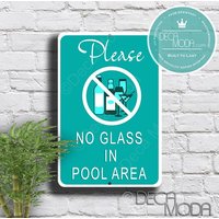 Kein Glas Im Poolbereich Schild, Schwimmbad Schilder, Pool Dekor, Wetterfestes Im Bereich von DecaModa