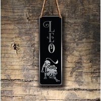 Löwe Sternzeichen Wandkunst Silber Gebürstete Metallplakette von DecaModa