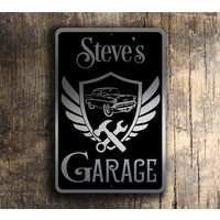 Personalisierte Car Garage Schild Gebürstetes Aluminium Plakette von DecaModa