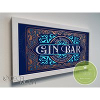 Personalisiertes Gin Bar Schild, Benutzerdefinierte Schilder, Gebürstetes Metallfinish, Gin, Gin Decor, Holzrahmen, Bar von DecaModa