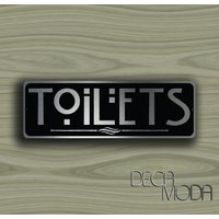 "Toilettenschild Aus Gebürstetem Silberfarbenem Metall - Toilettentürschild." von DecaModa