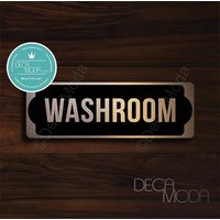 "Waschraum-Türschild Aus Gebürstetem Kupfer Wetterfestes Toilettenschild "9 X 3 Inches" von DecaModa