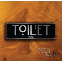 Wc-Türschild Aus Gebürstetem Silber Wetterfestes Toilettenschild Aluminium von DecaModa