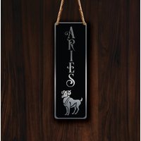 Widder Sternzeichen Wandkunst Gebürstete Silberne Plakette Zum Aufhängen von DecaModa