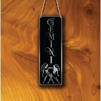 Zwilling Sternzeichen Wandkunst Plaque Aus Gebürstetem Silber von DecaModa