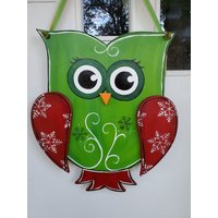 Große Weihnachtseule Junge/Mädchen 3D Türbehang von DecadentDoorsbyMandy