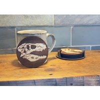 T-Rex Schädel Untersetzer Set - Holz Handgemacht Dinosaurier Jura Jungen Getränk Geschenk von DecalDinoCreations