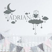 Mädchen Name Wandaufkleber. Teddybär Aufkleber. Benutzerdefinierter Name. Kinderzimmer Dekor. Vinylname. Wolkenaufkleber. Stern Vinyl von DecalHouse