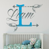 Pfeil Name Wand Aufkleber Monogramm Boho Kinderzimmer Dekor Jungen Namen Kinder Zimmer Personalisierte Rustikale Krippe | Ma164 von DecalHouse