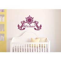 Wall Decals Boy Personalized Name Anchor Ship Wheel Home Vinyl Decal Sticker Kids Nursery Baby Room Decor V321 von DecalHouse